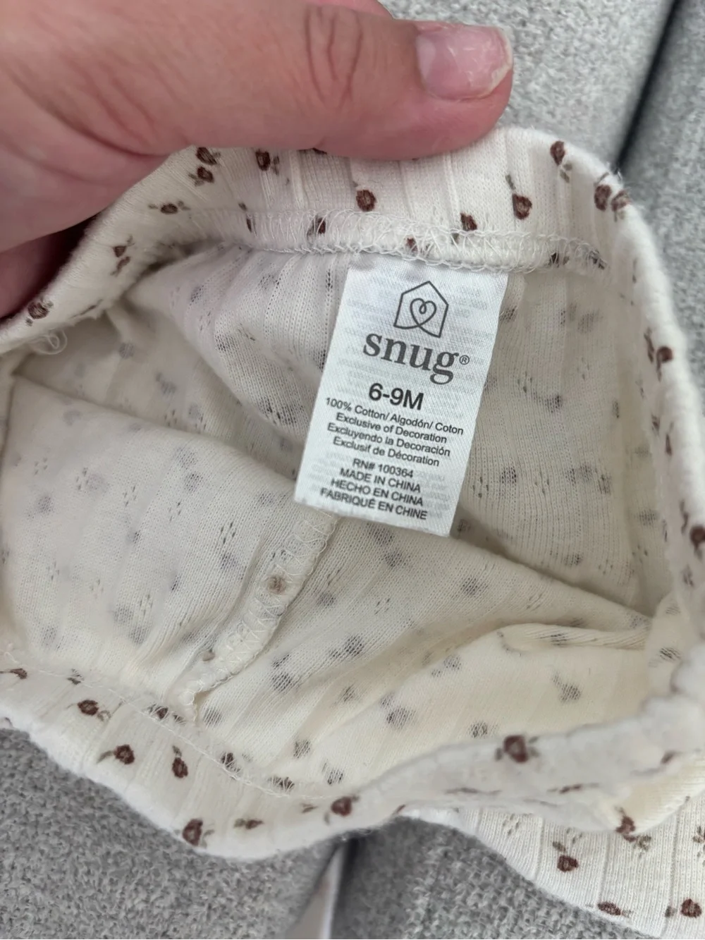 SNUG Cream Floral Baby Pajama Set - Soft Footed Sleepwear